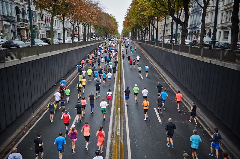 Runners in a park setting